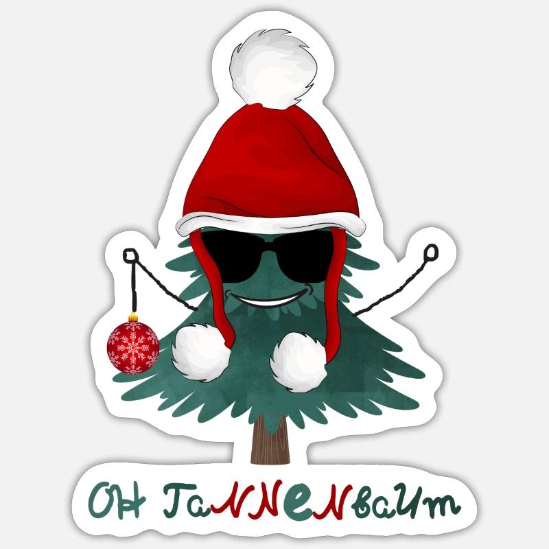 Oh arbre de Noël - Sticker taille S (10 x 10 cm) - blanc mat