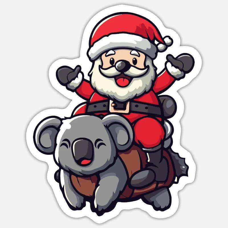 Koala Père Noël - Sticker taille S (10 x 10 cm) - blanc mat