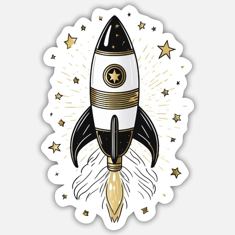 Fusée - Sticker taille S (10 x 10 cm) - blanc mat