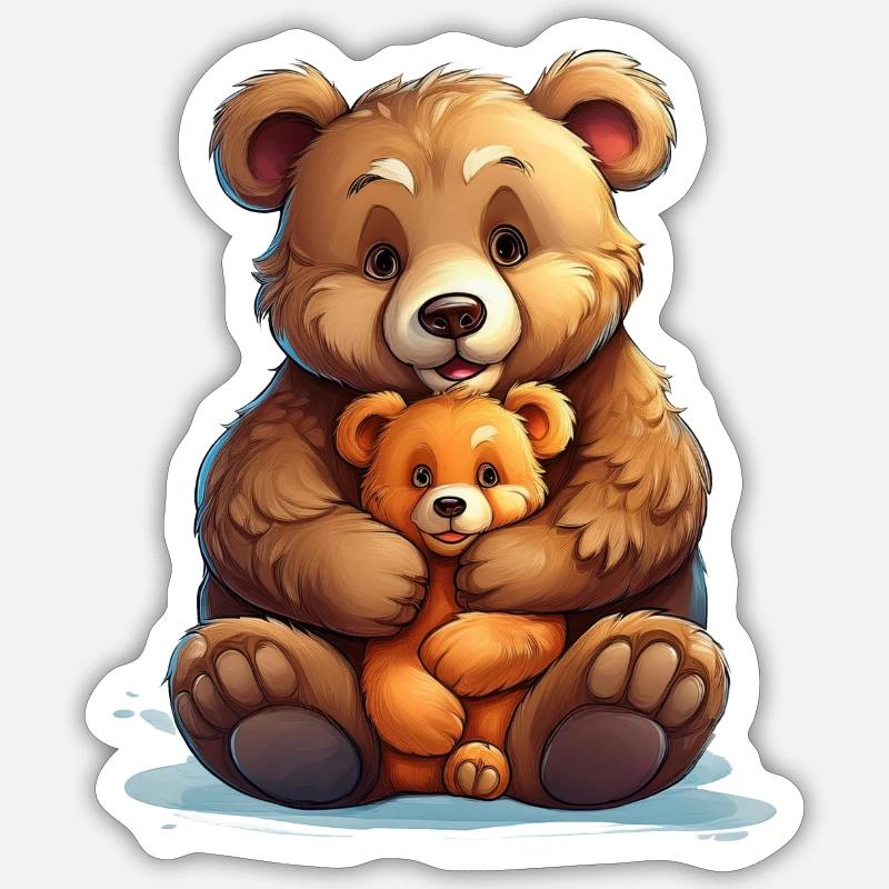 Cute Teddy Bears Illustration - Sticker size S (10 x 10 cm) - white matte