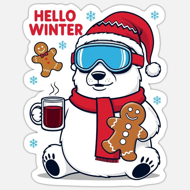 Eisbär mit Lebkuchen - Sticker Größe S (10 x 10 cm) - Mattweiß