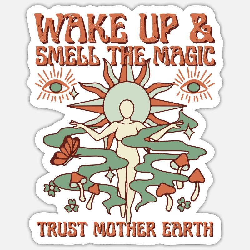 Mutter Erde Retro-Design Sticker Größe S (10 x 10 cm)