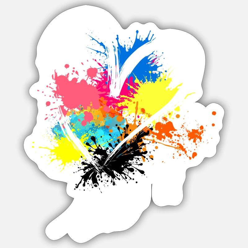 Entdecken Sie: Lebendiges Herz-Design mit kräftigen Farben Sticker Größe S (10 x 10 cm)