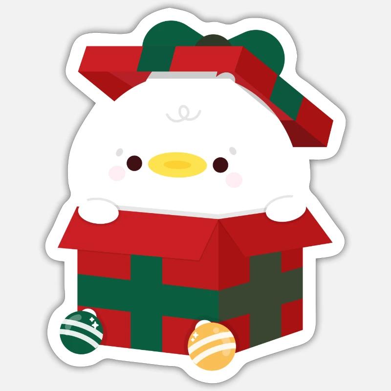 Ente Weihnachtsgeschenk - Sticker Größe S (10 x 10 cm) - Mattweiß