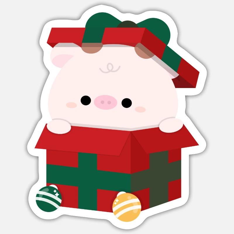 Kuh Weihnachtsgeschenk - Sticker Größe S (10 x 10 cm) - Mattweiß