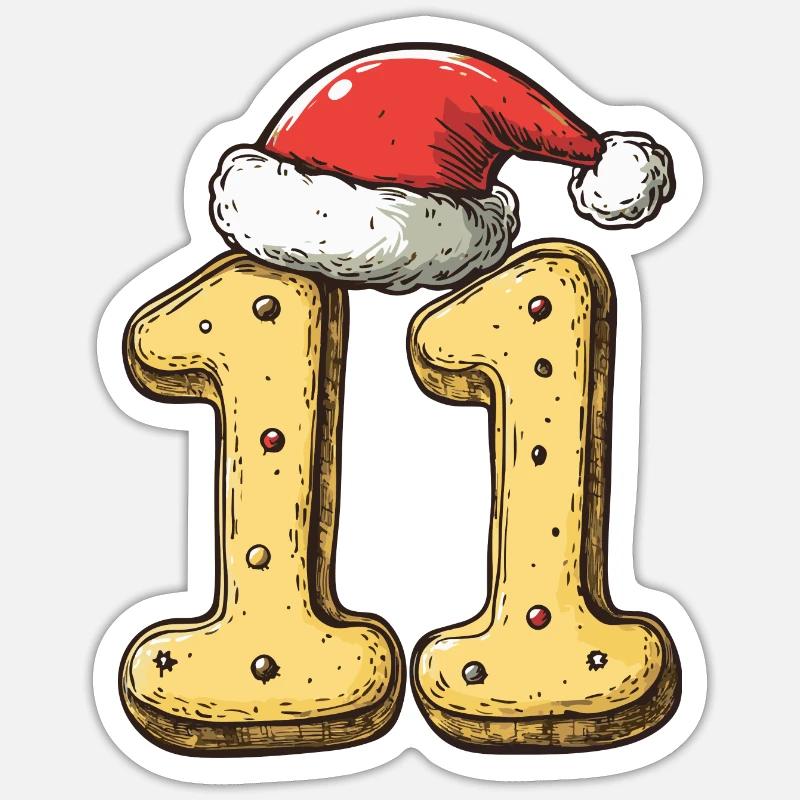 11 Numéro Noël - Sticker taille S (10 x 10 cm) - blanc mat