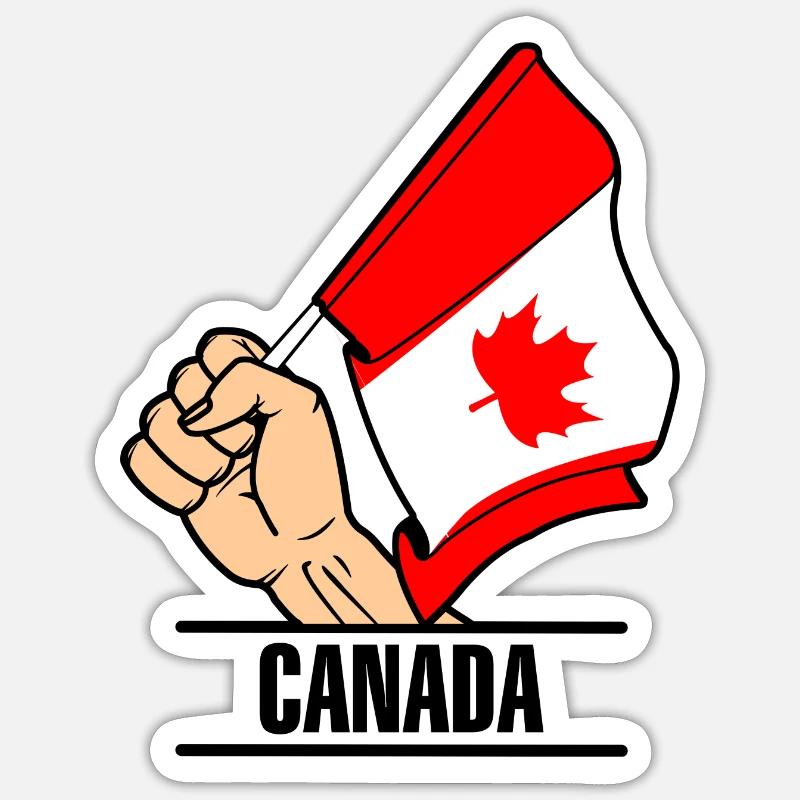 Flag Canada premier texte CANADA - Sticker taille S (10 x 10 cm) - blanc mat