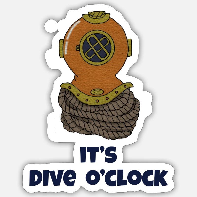 Its Dive oclock diverhelmet - Sticker size S (10 x 10 cm) - white matte