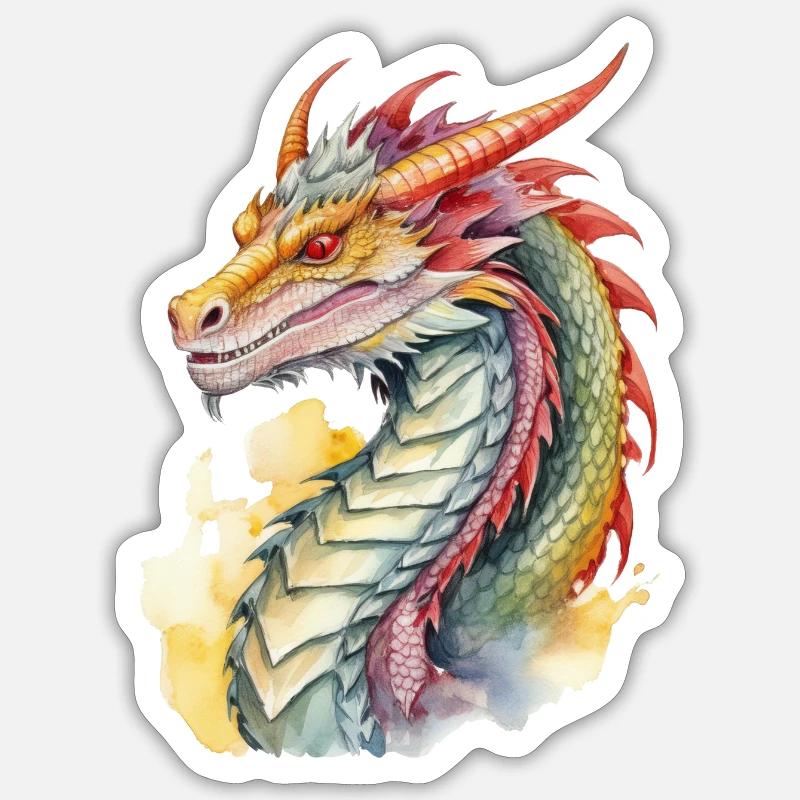 Dragon - Sticker taille S (10 x 10 cm) - blanc mat
