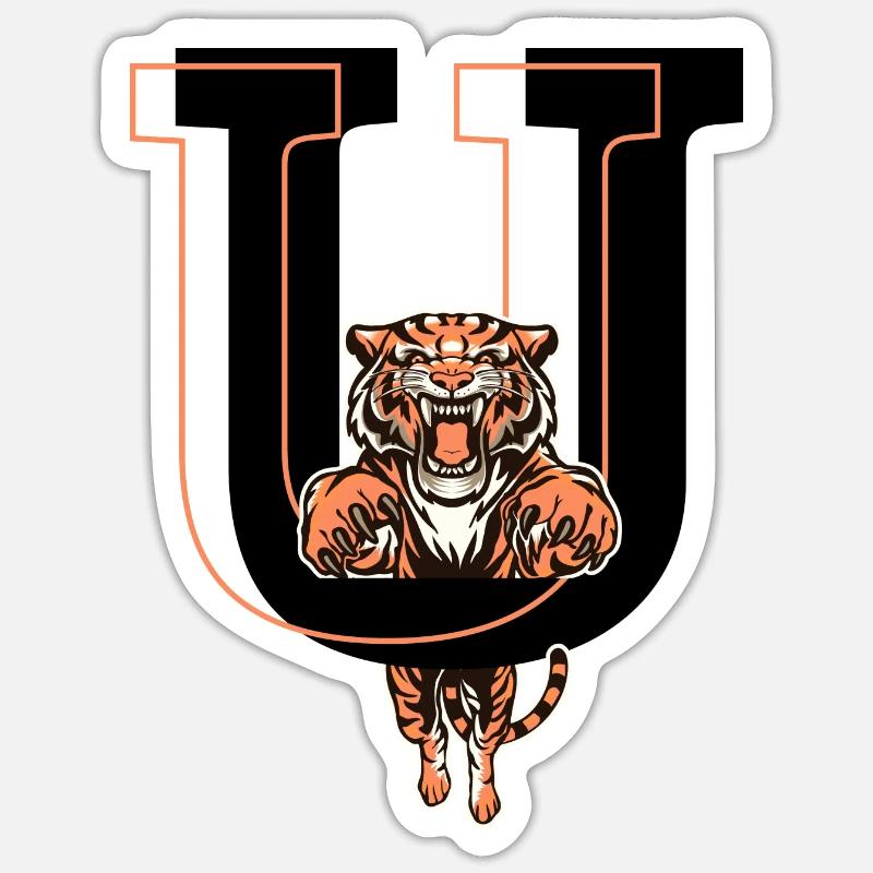 Buchstabe u Tiger - Geschenkidee - Sticker Größe S (10 x 10 cm) - Mattweiß