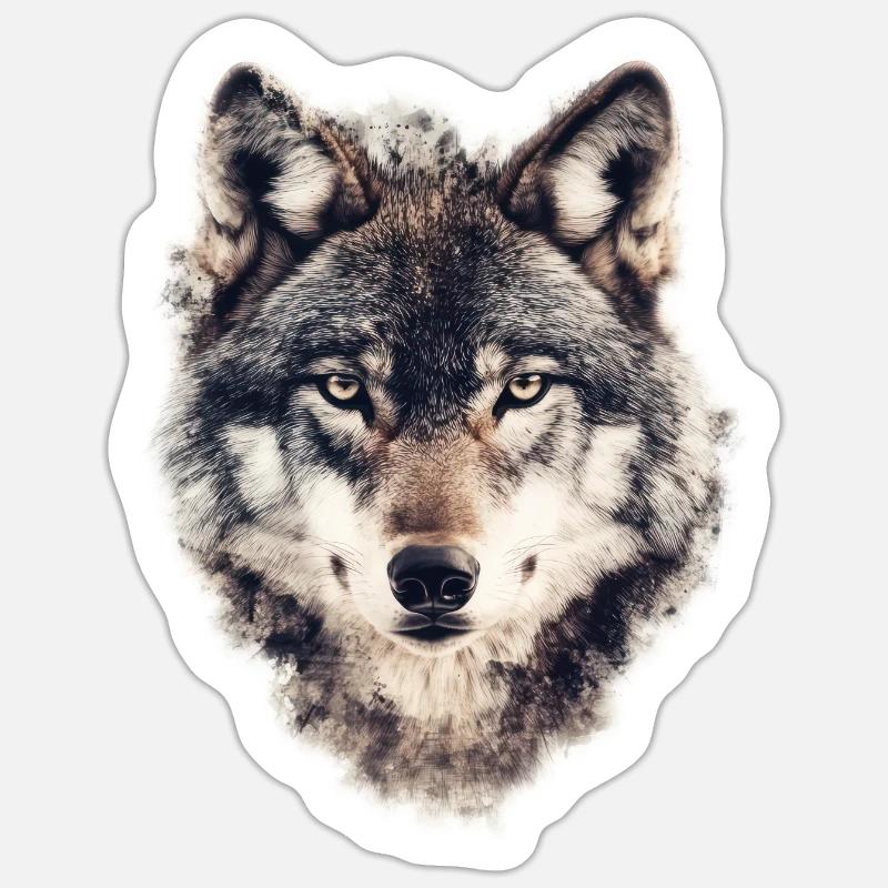Wolf Gesicht - Sticker Größe S (10 x 10 cm) - Mattweiß