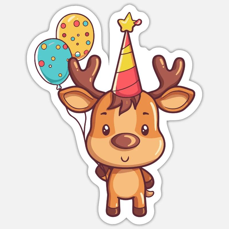 Moose Birthday Comic Cute - Sticker size S (10 x 10 cm) - white matte