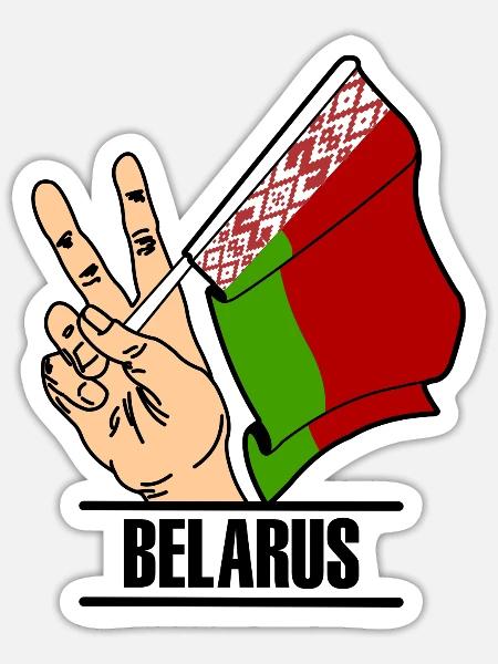 Flagge Belarus Friedensschild Text BELARUS - Sticker Größe S (10 x 10 cm) - Mattweiß