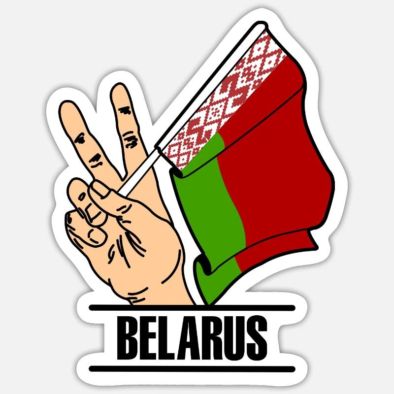 Flagge Belarus Friedensschild Text BELARUS - Sticker Größe S (10 x 10 cm) - Mattweiß