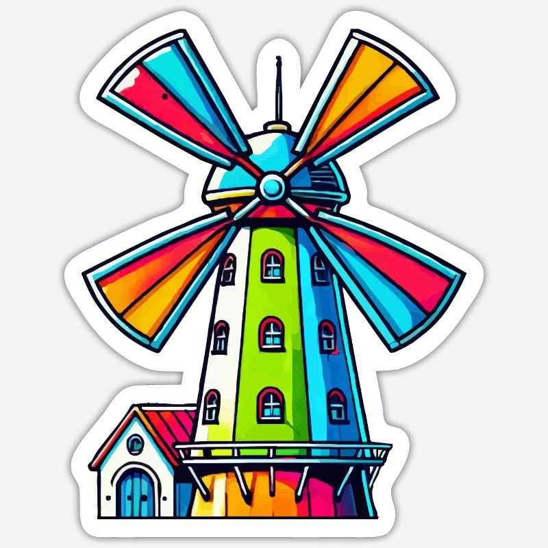 Windmill - Sticker size S (10 x 10 cm) - white matte