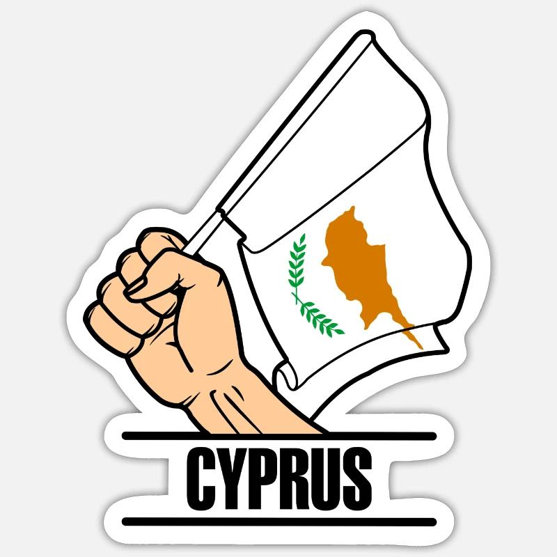 Drapeau Chypre poing texte CHYPRE Sticker taille S (10 x 10 cm)