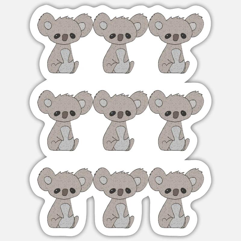 Koala 9 fois - Sticker taille S (10 x 10 cm) - blanc mat