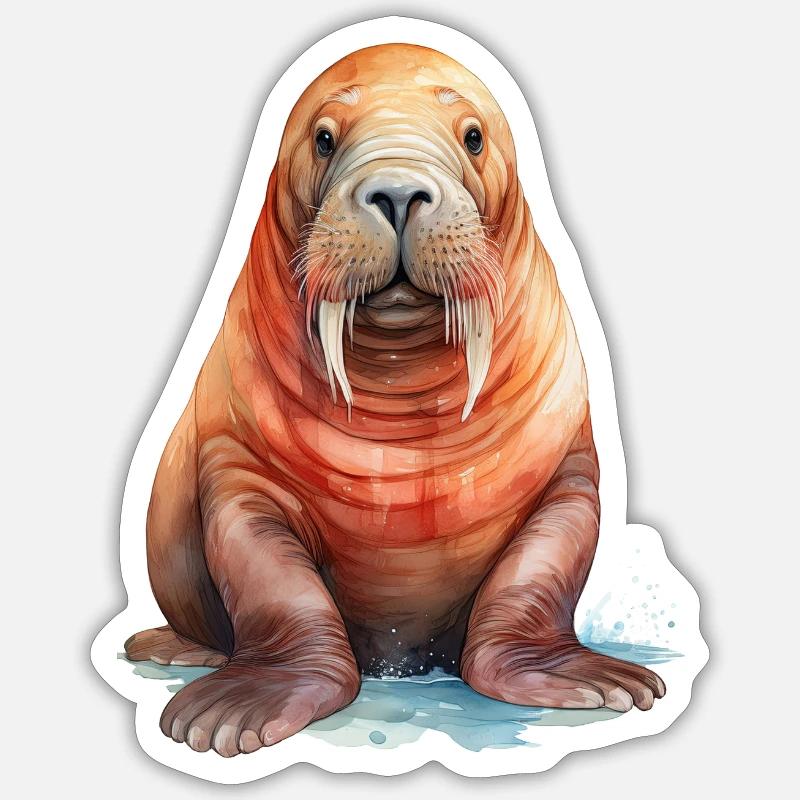 Walross - Sticker Größe S (10 x 10 cm) - Mattweiß
