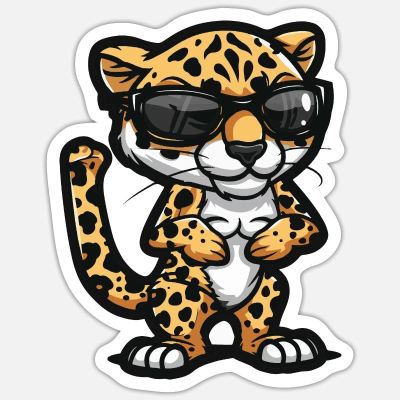 Leopard Comic Cool - Sticker Größe S (10 x 10 cm) - Mattweiß