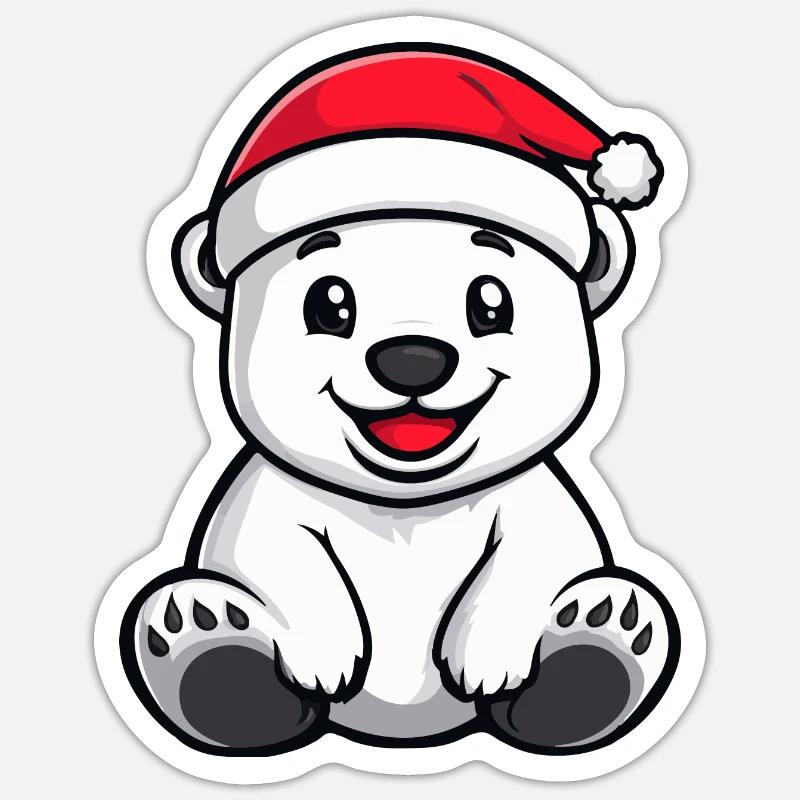 Noël de l’ours polaire - Sticker taille S (10 x 10 cm) - blanc mat