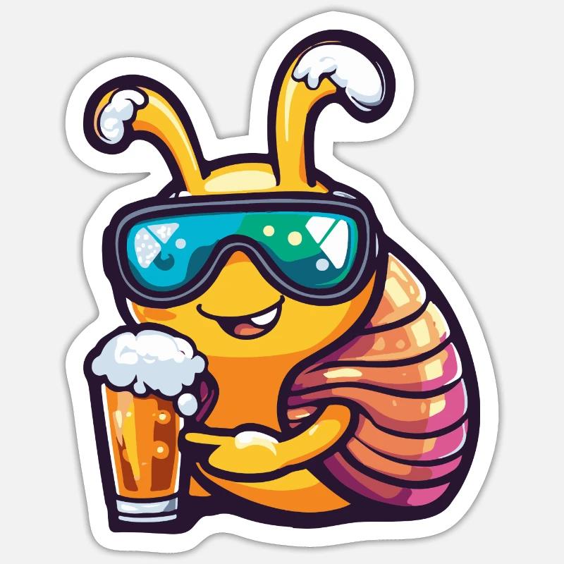 Snail Ski Beer - Sticker size S (10 x 10 cm) - white matte