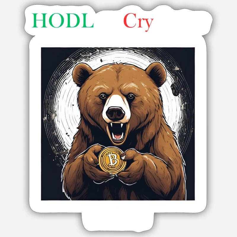 Conception de l’ours HODL - Sticker taille S (10 x 10 cm) - blanc mat