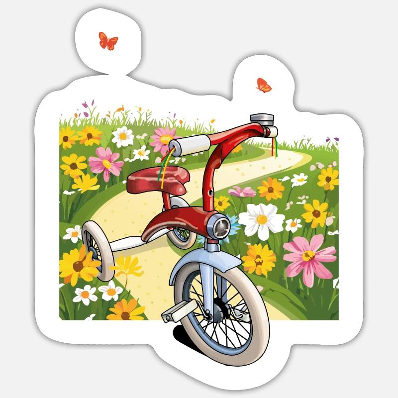 Excursion with tricycle - Sticker size S (10 x 10 cm) - white matte