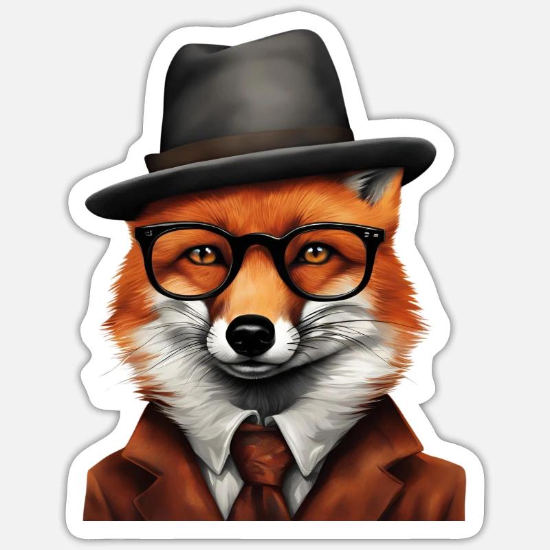 Sherlock Fox in Classic Attire - Sticker size S (10 x 10 cm) - white matte