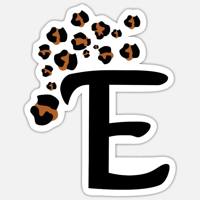 Buchstaben e Leopardenmuster - Sticker Größe S (10 x 10 cm) - Mattweiß