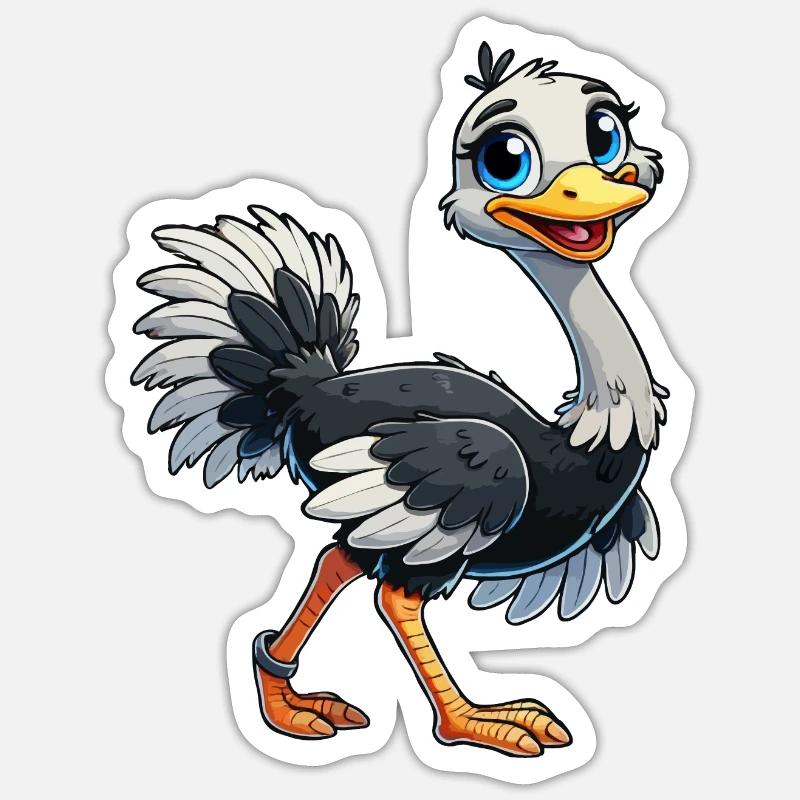 Autruche - Sticker taille S (10 x 10 cm) - blanc mat