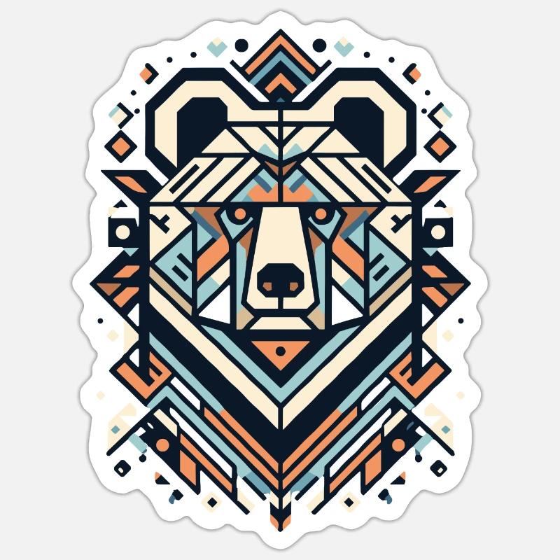 Abstraktes Tier Bär 2 - Sticker Größe S (10 x 10 cm) - Mattweiß
