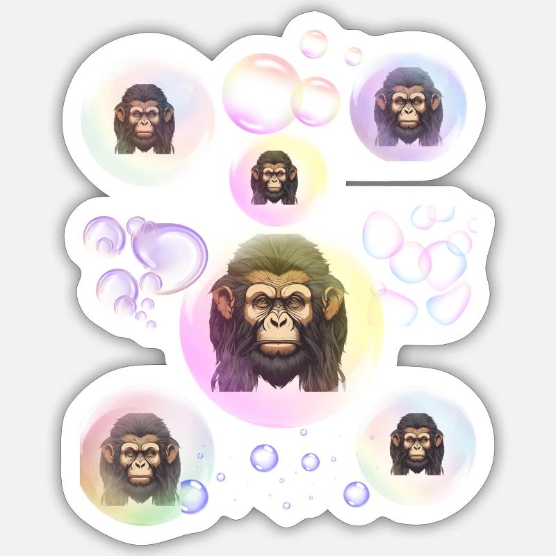 Soap Bubbles Monkey Sticker size S (10 x 10 cm)