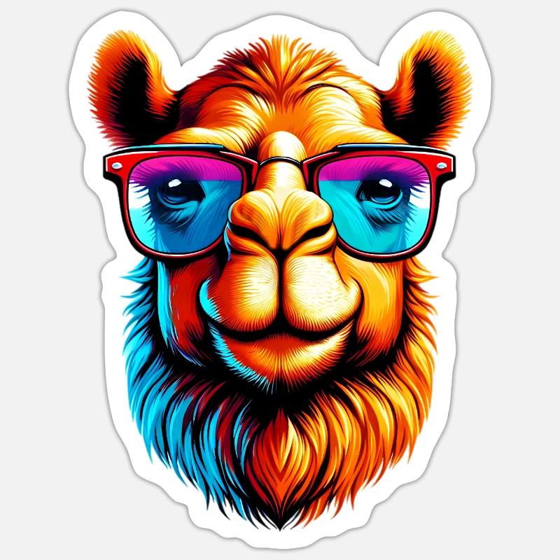 Camel mit Sonnenbrille Sticker Größe S (10 x 10 cm)