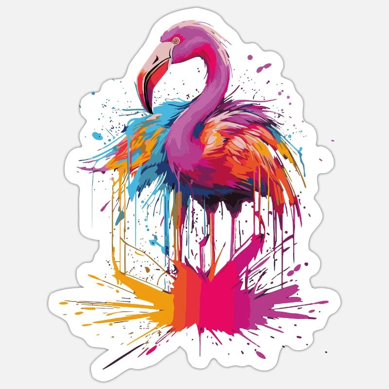 Flamant - Sticker taille S (10 x 10 cm) - blanc mat