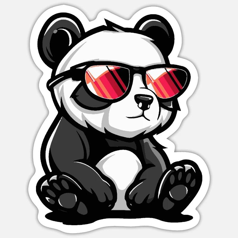 Panda Cool Comic - Sticker Größe S (10 x 10 cm) - Mattweiß