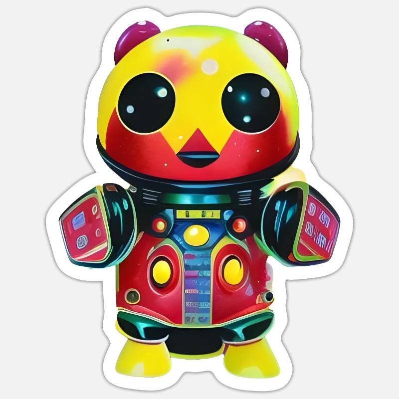 Robot Bear - Sticker Größe S (10 x 10 cm) - Mattweiß