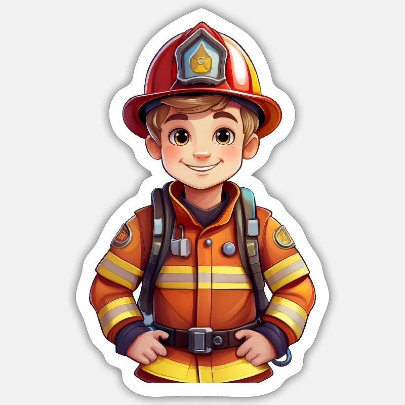 Feuerwehrmann - Sticker Größe S (10 x 10 cm) - Mattweiß