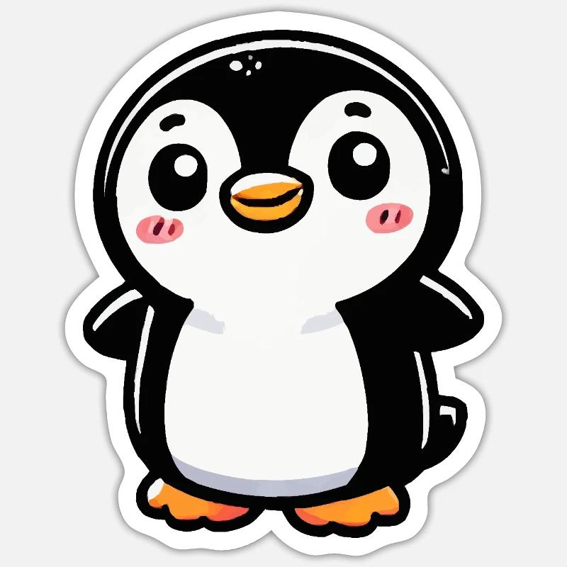 Bande dessinée Pingouin - Sticker taille S (10 x 10 cm) - blanc mat