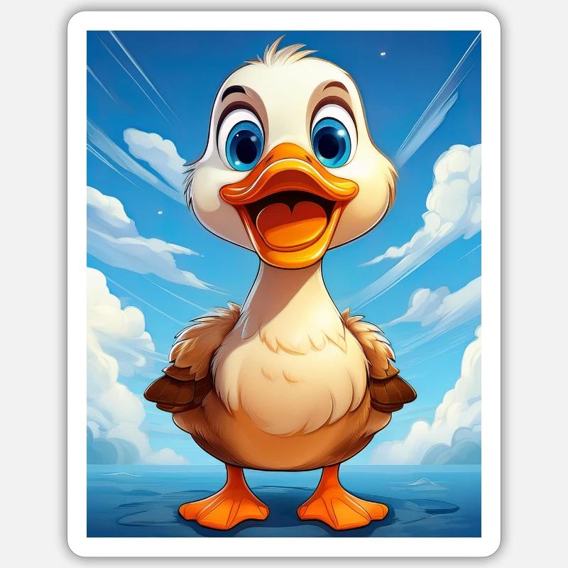 Canard heureux devant le ciel bleu Sticker taille S (10 x 10 cm)