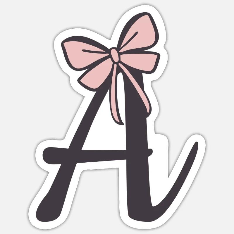 Initial letter A ribbon - Sticker size S (10 x 10 cm) - white matte