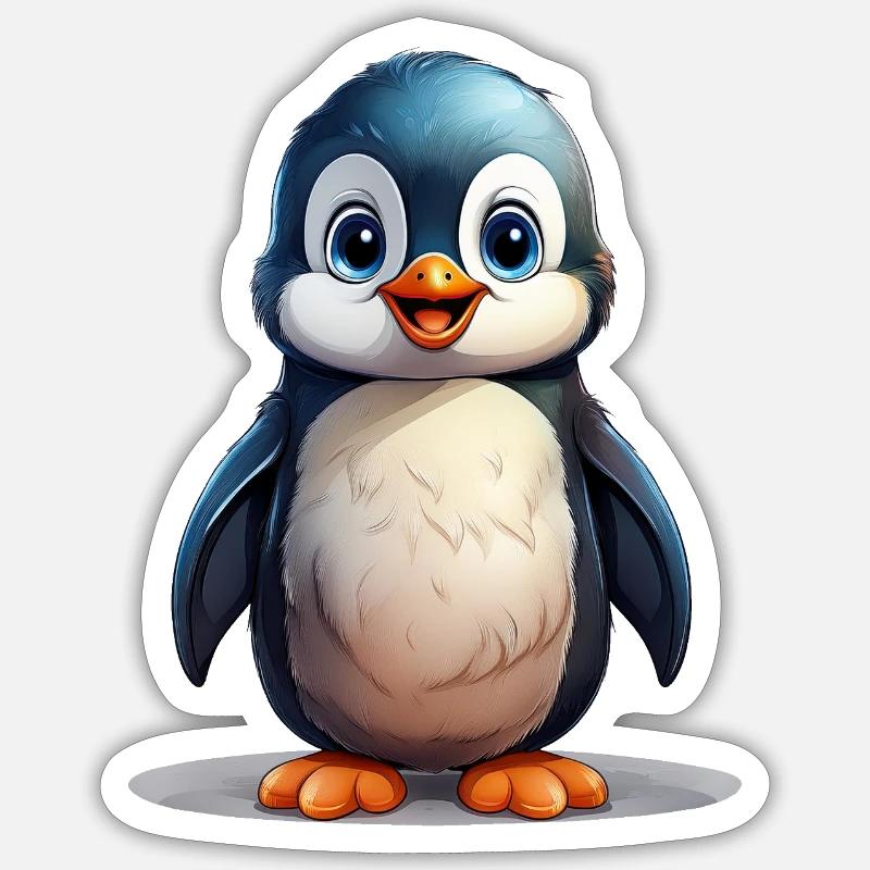 Pingouin mignon - Sticker taille S (10 x 10 cm) - blanc mat