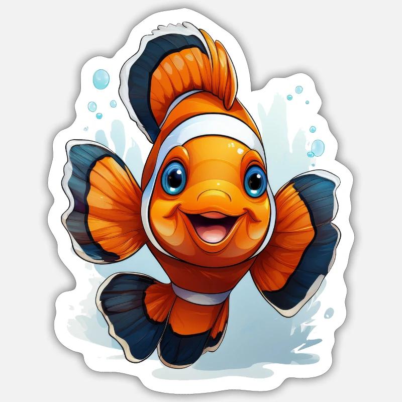 Clownfisch - Sticker Größe S (10 x 10 cm) - Mattweiß