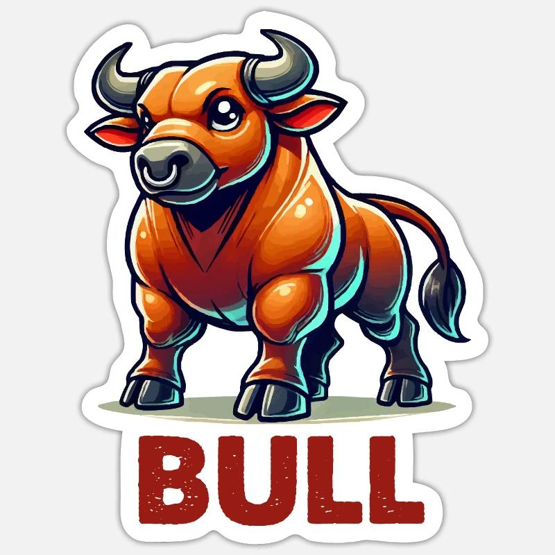stier comic - Sticker Größe S (10 x 10 cm) - Mattweiß