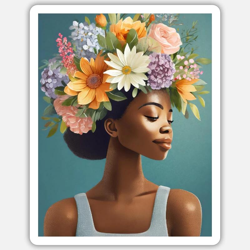 Couronne de fleurs 3 - Sticker taille S (10 x 10 cm) - blanc mat