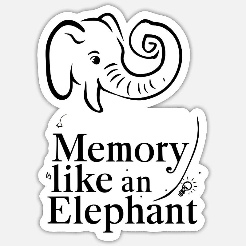 La mémoire comme un éléphant - Sticker taille S (10 x 10 cm) - blanc mat