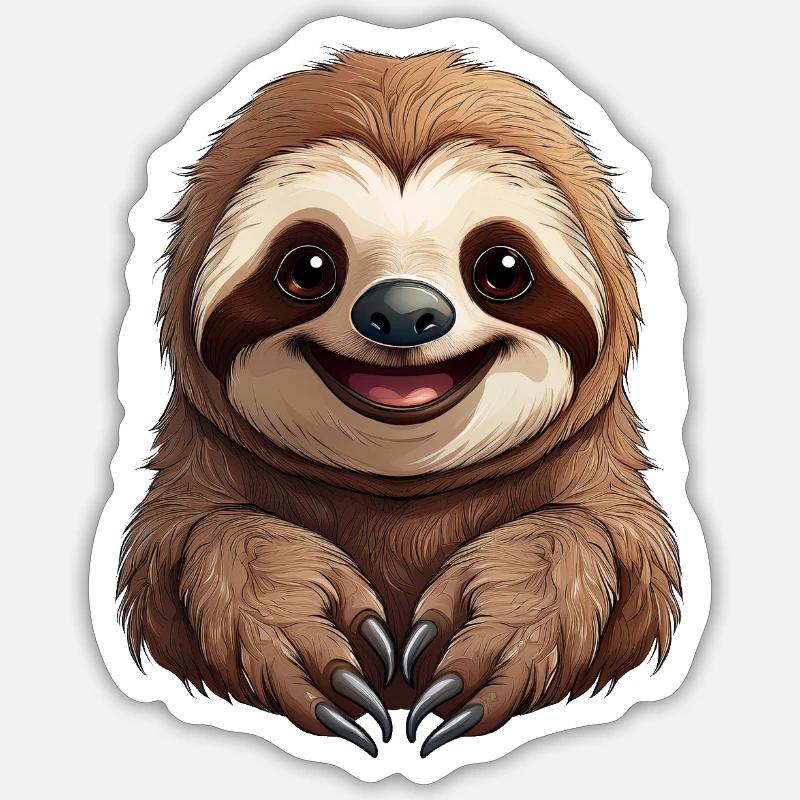 Un paresseux heureux - Sticker taille S (10 x 10 cm) - blanc mat
