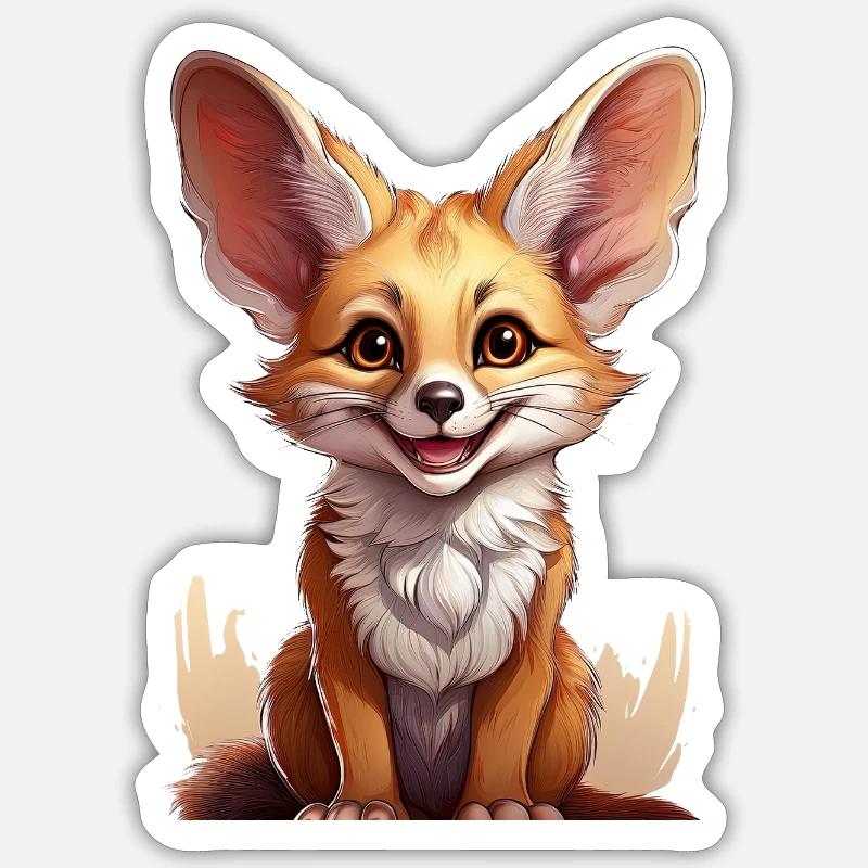 Fennec - Sticker taille S (10 x 10 cm) - blanc mat