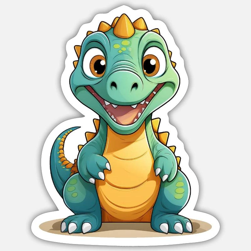 Dinosaure super mignon - Sticker taille S (10 x 10 cm) - blanc mat