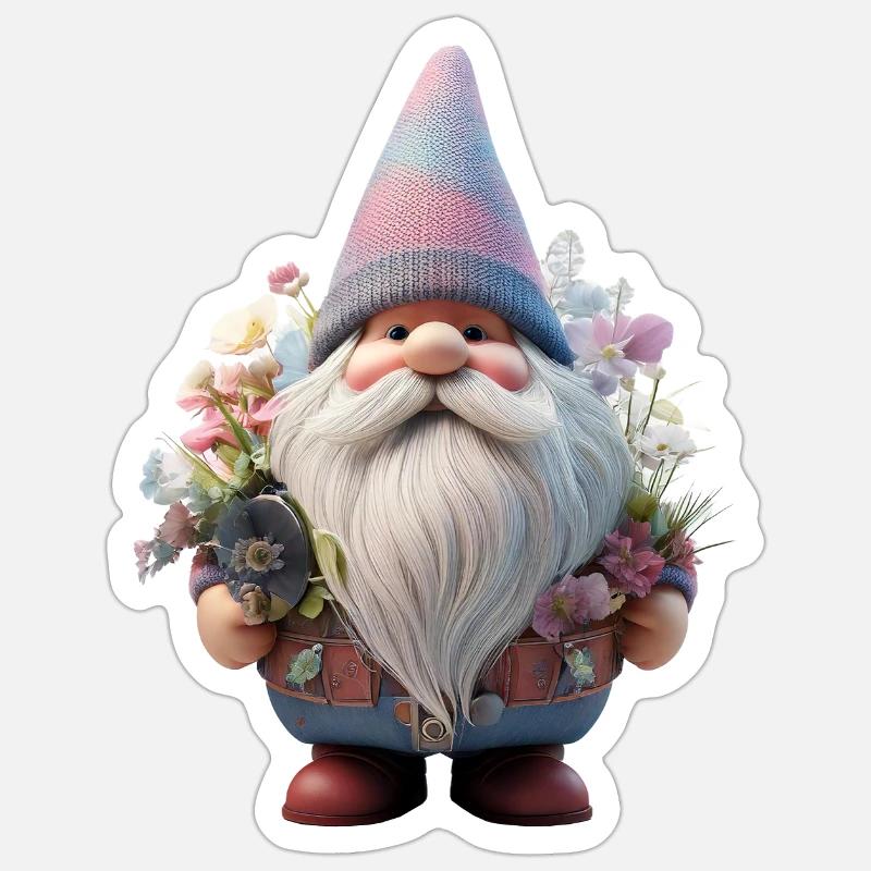Gartenzwerg Design Blumenflüsterer - Sticker Größe S (10 x 10 cm) - Mattweiß
