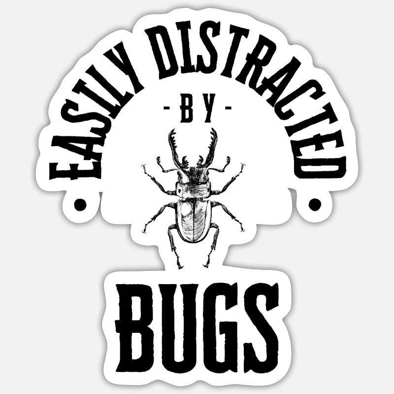 Distracted by Bugs - Sticker Größe S (10 x 10 cm) - Mattweiß